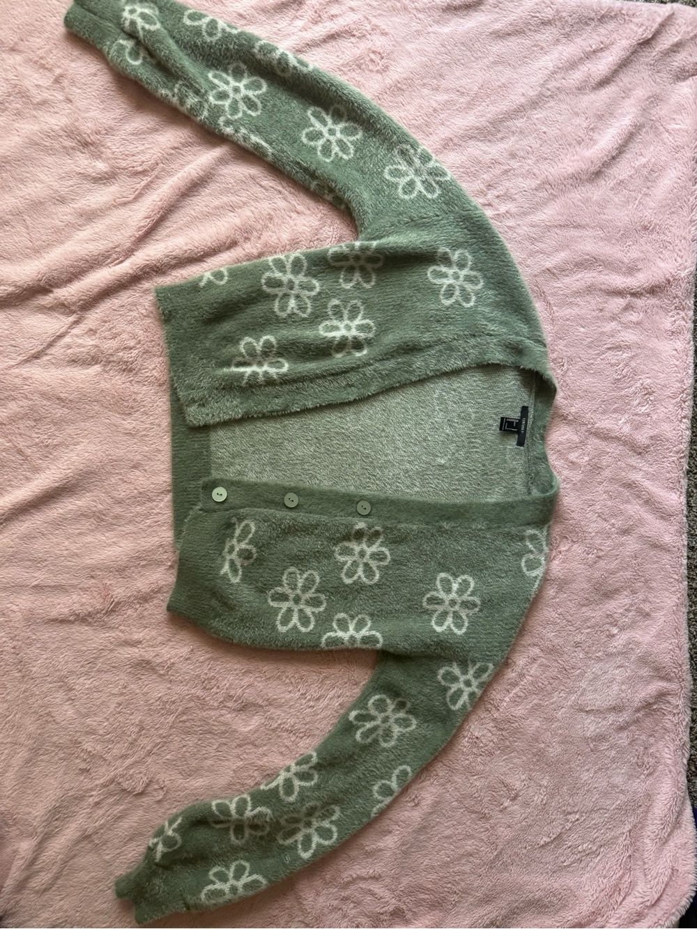 Forever 21 Sage Green Floral Cardigan